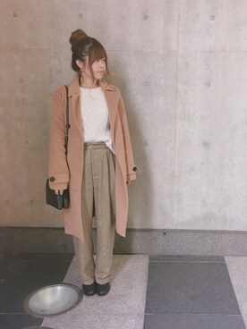 「COACH」｜「アイテム（トレンチコート）」を使った、白石かえでさん（レディース・157cm）の冬コーディネート