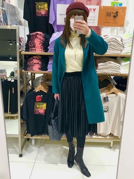 「BACK NUMBER（バックナンバー）のアイテム（チェスターコート）」を使った、エリさん（レディース・178cm）の冬コーディネート