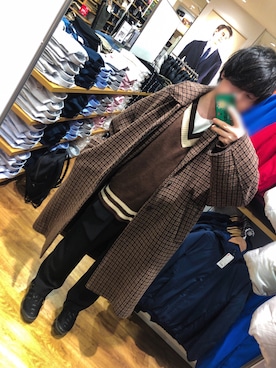 「大学生コーデ」｜「アイテム（ステンカラーコート）」を使った、りよーう)さん（メンズ・172cm）の冬コーディネート