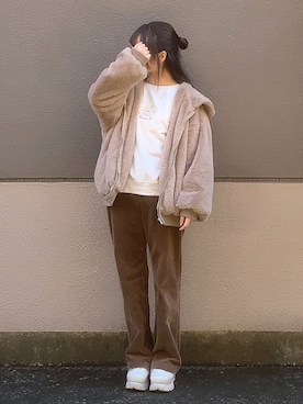 「AS KNOW AS PINKY（アズノゥアズピンキー）のアイテム（ブルゾン）」を使った、まるぴさん（レディース・154cm）の冬コーディネート