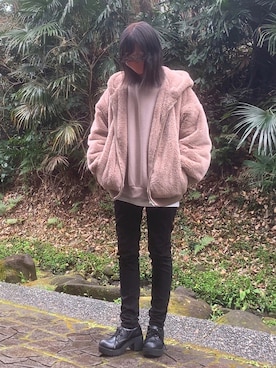 「AS KNOW AS PINKY（アズノゥアズピンキー）のアイテム（ブルゾン）」を使った、まるぴさん（レディース・154cm）の春コーディネート
