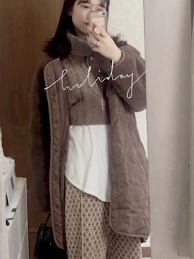 「茶色」｜「アイテム（その他アウター）」を使った、ちゃむさん（レディース・153cm）の冬コーディネート