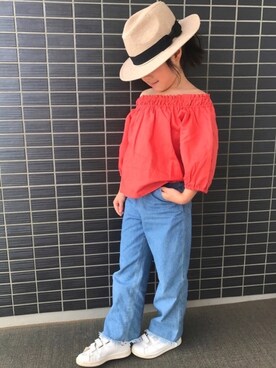 「オフショルダー」｜🌴MIRAloha🌺さん（キッズ・120cm）の春コーディネート