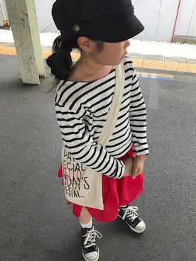 「TODAY'S SPECIAL（トゥデイズスペシャル）のアイテム（ショルダーバッグ）」を使った、🌴MIRAloha🌺さん（キッズ・120cm）の春コーディネート