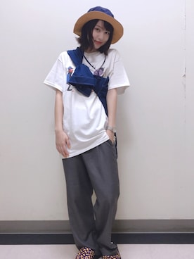 「RAGEBLUE（レイジブルー）のアイテム（ハット）」を使った、ちゃんななさん（レディース・152cm）の夏コーディネート