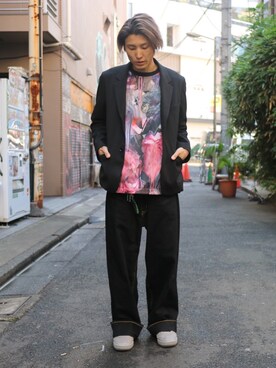 「soe（ソーイ）のアイテム（テーラードジャケット）」を使った、門田泰斉さん（メンズ・172cm）の冬コーディネート