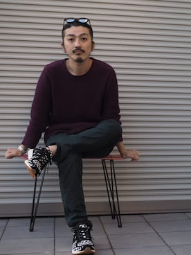 「nonnative（ノンネイティブ）のアイテム（スニーカー）」を使った、権藤裕輝さん（メンズ・170cm）の春コーディネート