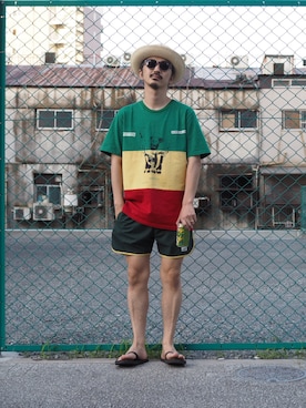 「アイテム（サンダル）」を使った、権藤裕輝さん（メンズ・170cm）の夏コーディネート