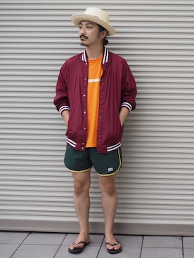 「GOODENOUGH（グッドイナフ）のアイテム」を使った、権藤裕輝さん（メンズ・170cm）の夏コーディネート
