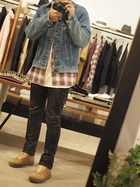 「nonnative（ノンネイティブ）のアイテム（ブーツ）」を使った、権藤裕輝さん（メンズ・170cm）の春コーディネート