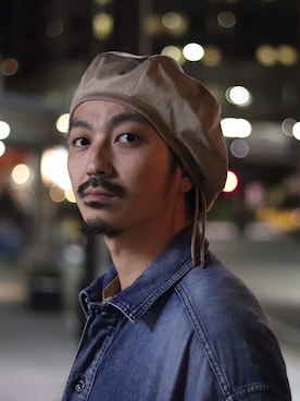 「nonnative（ノンネイティブ）のアイテム（ハンチング/ベレー帽）」を使った、権藤裕輝さん（メンズ・170cm）の春コーディネート