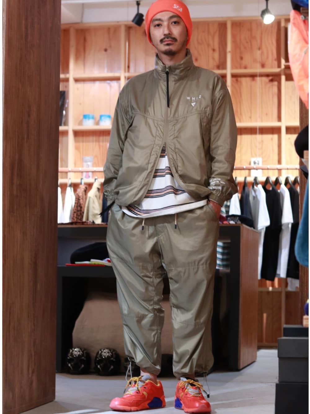 ナイロンジャケット・パンツセット ベージュ 4L・5L パンツ HM2695 兼用 S〜5L ベージュ チノパン 脇ゴム