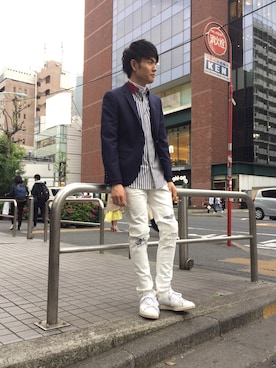 「GUILD PRIME（ギルドプライム）のアイテム（パンツ）」を使った、Katagiriさん（メンズ・173cm）の春コーディネート