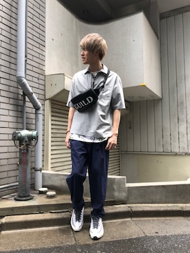 「GUILD PRIME（ギルドプライム）のアイテム（バッグ）」を使った、Katagiriさん（メンズ・173cm）の夏コーディネート