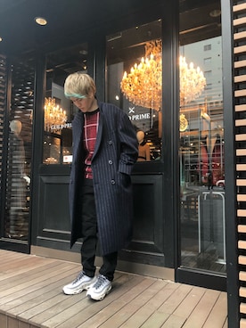 「秋冬」｜「アイテム（チェスターコート）」を使った、Katagiriさん（メンズ・173cm）の冬コーディネート