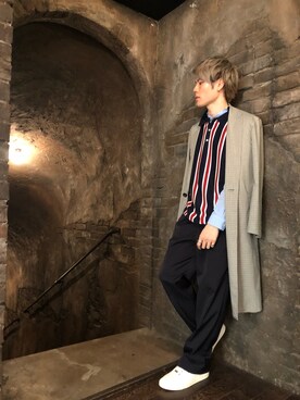 「LOVELESS（ラブレス）のアイテム（トレンチコート）」を使った、Katagiriさん（メンズ・173cm）の春コーディネート