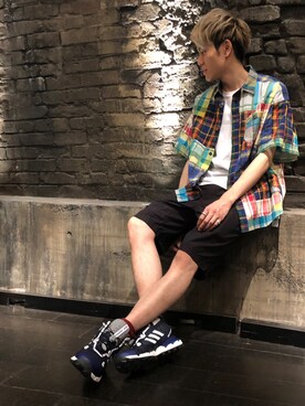 「WHITE MOUNTAINEERING（ホワイトマウンテニアリング）のアイテム（シャツ/ブラウス）」を使った、Katagiriさん（メンズ・173cm）の春コーディネート