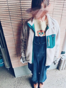 「レトロX」｜「アイテム（サロペット/オーバーオール）」を使った、わかめ系霊長類さん（レディース・149cm）の冬コーディネート