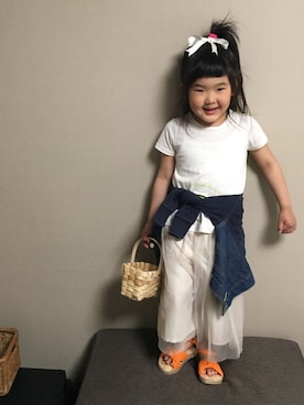 「無印良品（ムジルシリョウヒン）のアイテム（デニムジャケット）」を使った、kanchaさん（キッズ・110cm）の春コーディネート