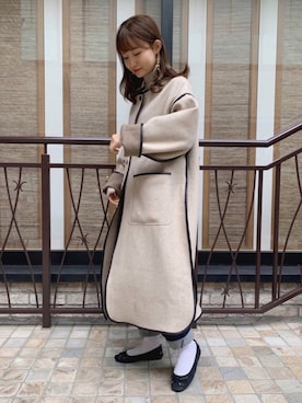 「パイピングコート」｜「アイテム（その他シューズ）」を使った、みさかさん（レディース・158cm）の秋コーディネート