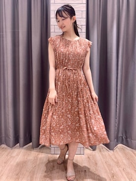 Index インデックス の 花柄ワッシャープリーツワンピース Web限定サイズ ワンピース Wear