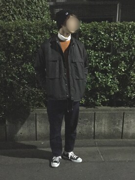 「タートルネックカットソー」｜「アイテム（その他アウター）」を使った、ごんざぶろうさん（メンズ・180cm）の秋コーディネート