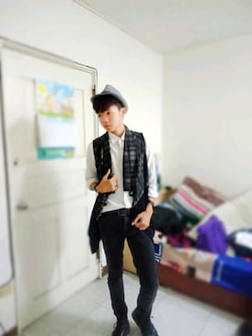「NET（ネット）のアイテム（帽子）」を使った、瑞瑞さん（メンズ・174cm）の秋コーディネート