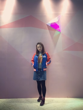 「:CHOCOOLATEのアイテム（ジャケット/アウター）」を使った、Stephanie Kwanさん（レディース・155cm）の春コーディネート