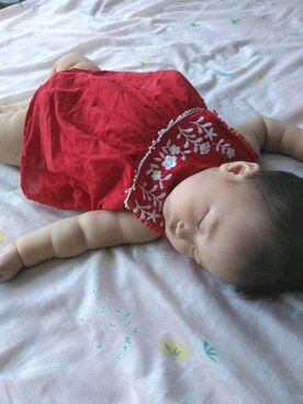 「GLOBAL WORK（グローバルワーク）のアイテム（チュニック）」を使った、hatsuさん（キッズ・70cm）の秋コーディネート