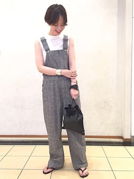 「united arrows」｜「アイテム（オールインワン・サロペット）」を使った、Shiori Suzukiさん（レディース・165cm）の夏コーディネート
