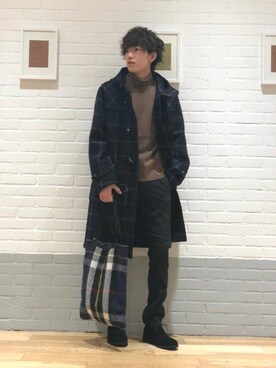 「green label relaxing（グリーンレーベルリラクシング）のアイテム（ダッフルコート）」を使った、Itsukiさん（メンズ・180cm）の秋コーディネート