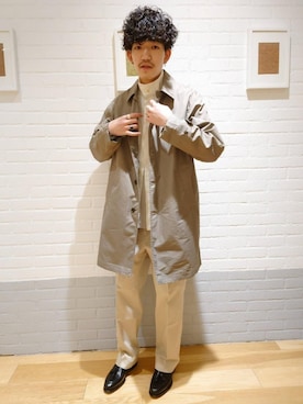 「green label relaxing（グリーンレーベルリラクシング）のアイテム（ステンカラーコート）」を使った、Itsukiさん（メンズ・180cm）の春コーディネート