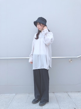 「WEGO（ウィゴー）のアイテム（シャツ/ブラウス、グレー系）」を使った、Rさん（レディース・157cm）の夏コーディネート