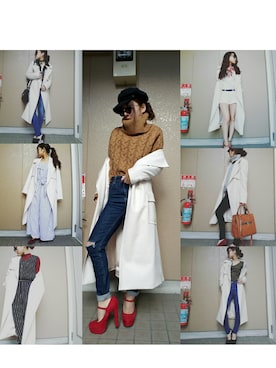 「白コート」｜「アイテム（その他）」を使った、asukkkkkaさん（レディース・153cm）の春コーディネート