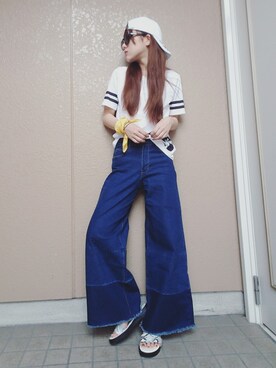 「PLAIN CLOTHING（プレーンクロージング）のアイテム（キャップ）」を使った、asukkkkkaさん（レディース・153cm）の夏コーディネート