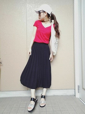 「PLAIN CLOTHING（プレーンクロージング）のアイテム（キャップ）」を使った、asukkkkkaさん（レディース・153cm）の夏コーディネート
