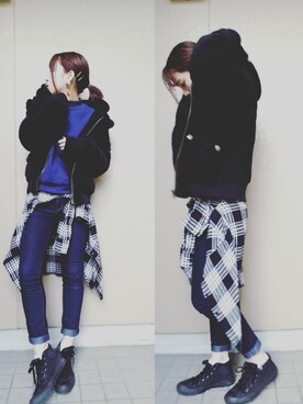 「GRL（グレイル）のアイテム（その他アウター）」を使った、asukkkkkaさん（レディース・155cm）の冬コーディネート