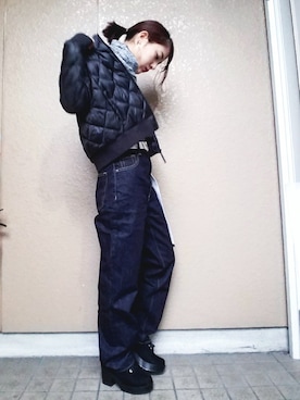 「ハイウエストストレートジーンズ」｜asukkkkkaさん（レディース・155cm）の冬コーディネート