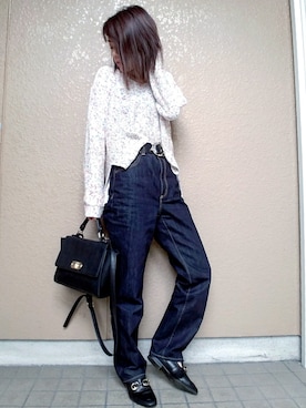 「ハイウエストストレートジーンズ」｜asukkkkkaさん（レディース・155cm）の春コーディネート