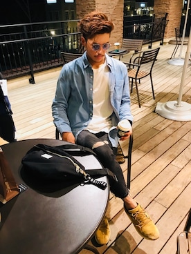 「H&M（エイチ・アンド・エム）のアイテム（ボディバッグ/ウエストポーチ）」を使った、___m.asaさん（メンズ・177cm）の春コーディネート