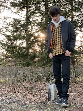 「韓国」｜「アイテム（MA-1）」を使った、___m.asaさん（メンズ・180cm）の春コーディネート