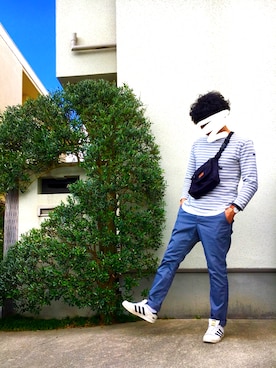 「セントジェームス」｜「アイテム（スラックス）」を使った、🍊じゃむさん（メンズ・174cm）の春コーディネート