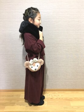 「アイテム（バレッタ/ヘアクリップ）」を使った、Ruuさん（キッズ・122cm）の冬コーディネート
