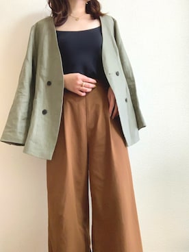 「ノーカラージャケット」｜azu...【相互】さん（レディース・151cm）の冬コーディネート