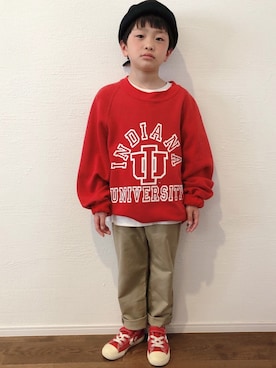 「アイテム（チノパンツ）」を使った、atakrさん（キッズ・122cm）の冬コーディネート