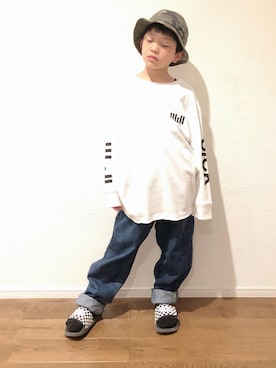 「アイテム（サンダル）」を使った、atakrさん（キッズ・122cm）の冬コーディネート