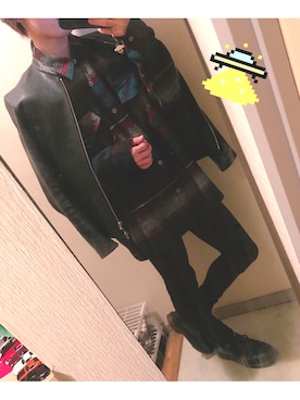 「リドム」｜「アイテム（ライダースジャケット）」を使った、cnmrljpさん（メンズ・168cm）の秋コーディネート