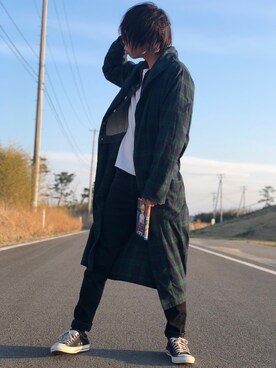 「ブラックウォッチ」｜「アイテム（その他）」を使った、ハオウさん（メンズ・170cm）の春コーディネート