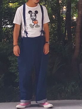 「乱痴気（ランチキ）のアイテム（オールインワン・サロペット）」を使った、Takahiro。さん（メンズ・173cm）の春コーディネート