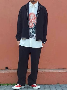 「Children of the discordance（チルドレン オブ ザ ディスコ-ダンス）のアイテム（シャツ/ブラウス、ホワイト系）」を使った、Takahiro。さん（メンズ・175cm）の春コーディネート